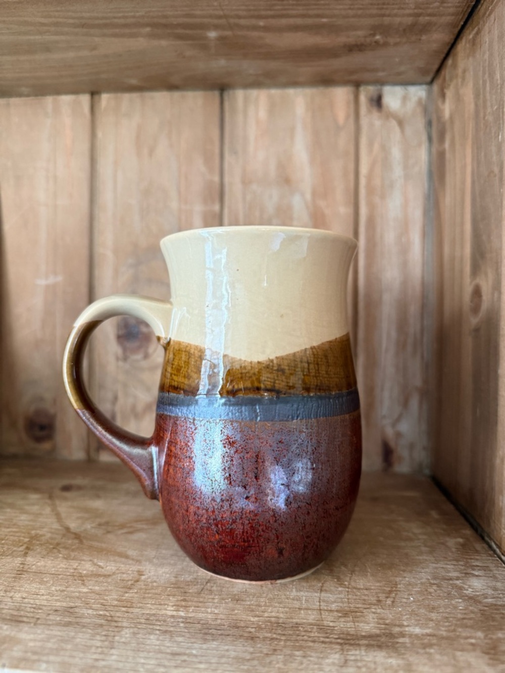 Vintage Handmade quality Ceramic Mug in brown tones 70s vibe vintage